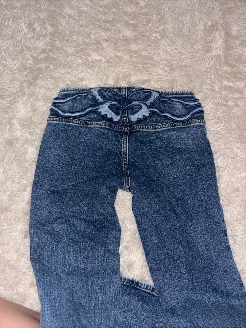 PacSun Dark Blue Embroidered Waist Bootcut Jeans